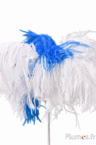 Pennacchio struzzo - 4 piume, altezza 20-24 cm - crema-turchese